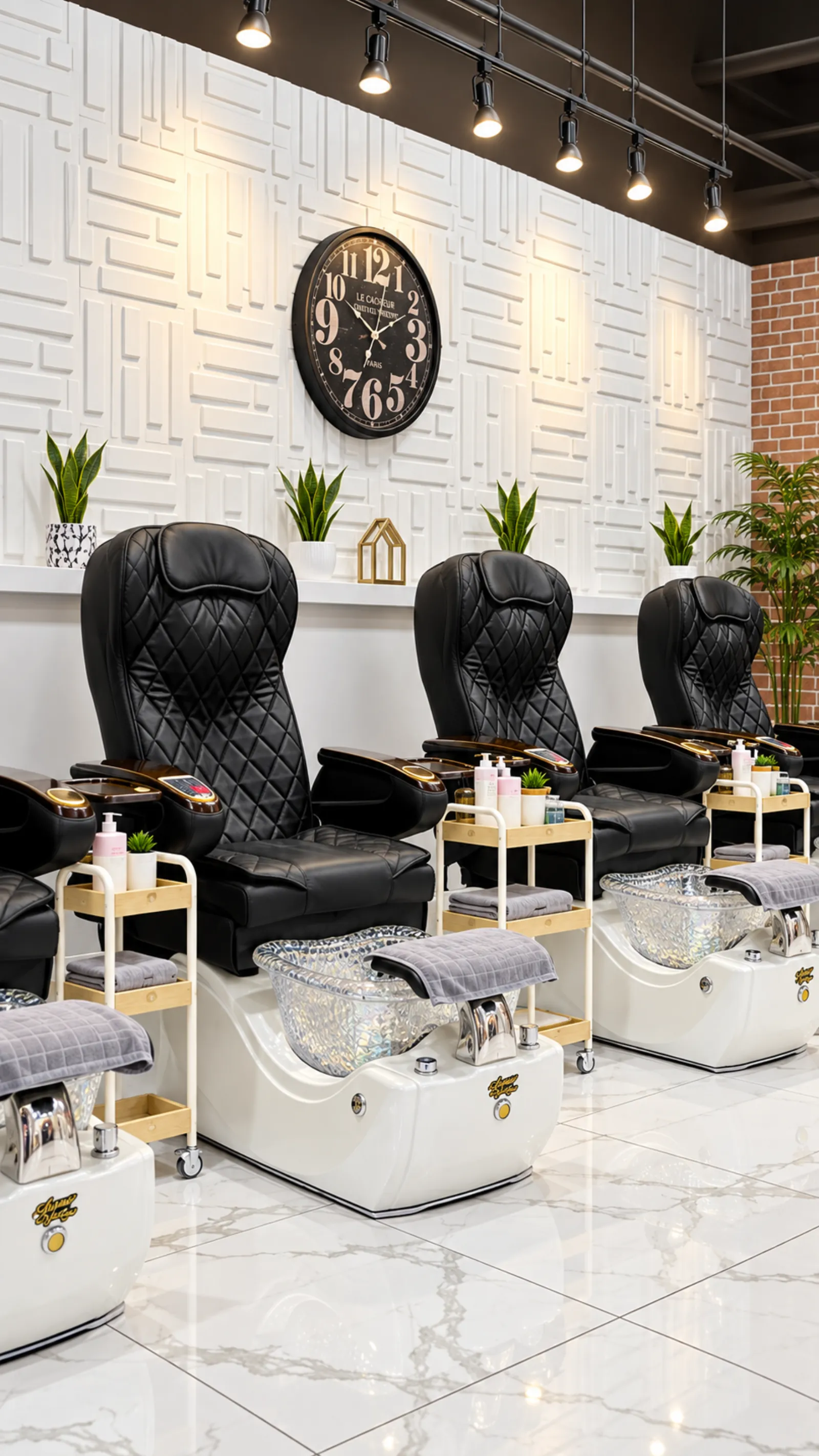 Pedicure stations at BeU Nails + Beauty