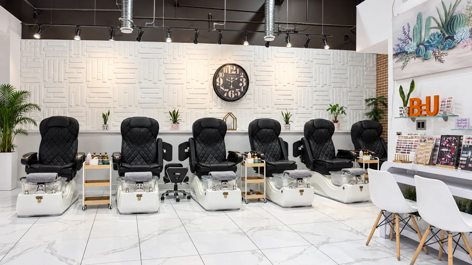 Pedicure stations at BeU Nails + Beauty