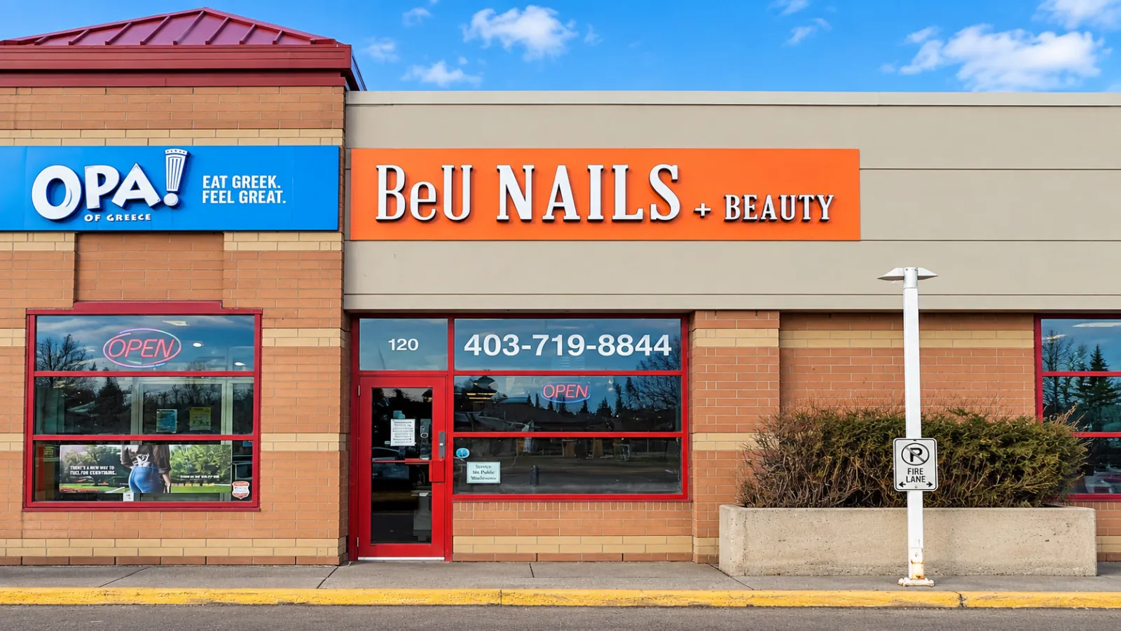 BeU Nails + Beauty storefront in Calgary